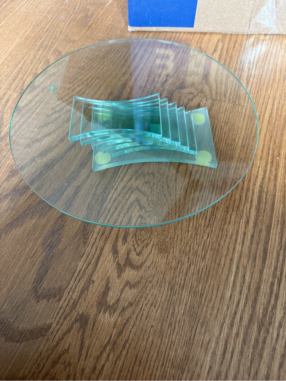 PartyLite vintage green glass cake stand